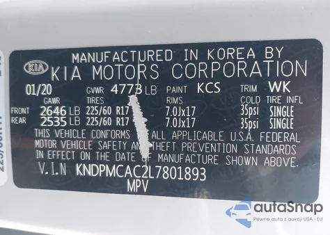 2020 Kia Sportage Lx from USA, damaged, VIN KNDPMCAC2L7801893